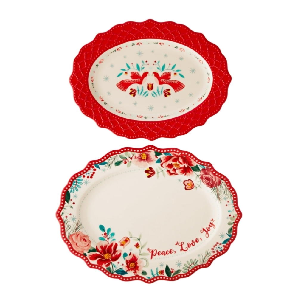 🎄 New 2023 Pioneer Woman Merry Meadow Stoneware Platters - Picture 6 of 6